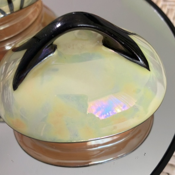 ART DECO VINTAGE SUGAR BOWL & LID IMIETO CHINA PEACH YELLOW LUSTERWARE - Picture 6 of 15